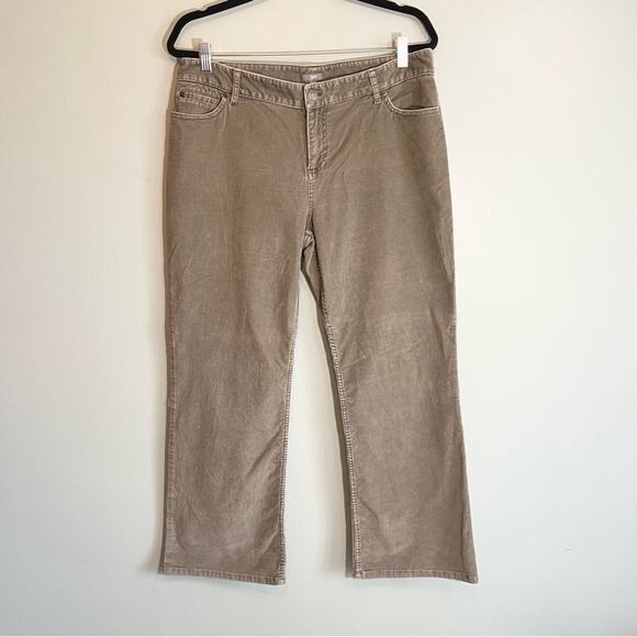 J. Jill Women's Olive Green Bootcut Corduroy Pants Size 14P - Picture 1 of 11